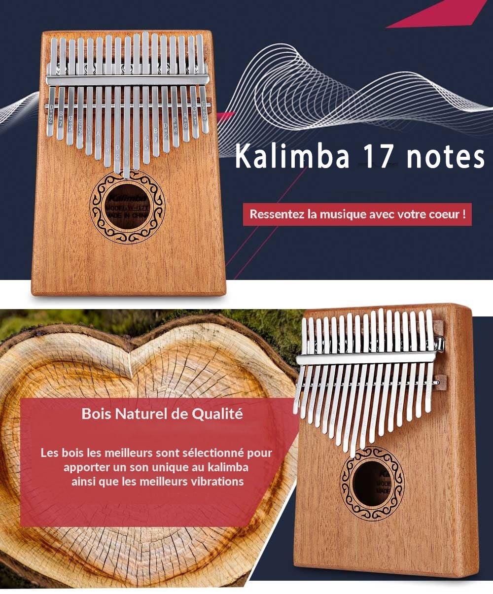 [Kit Complet] Kalimba en Acajou 17 notes - Acheter Kalimba artisanal - Thekalimba ❤️️